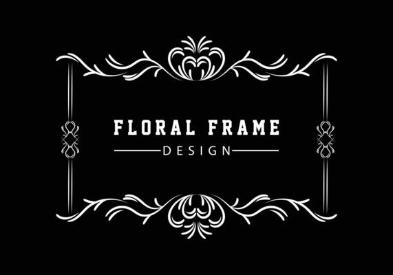 Elegant decorative black floral frame design free vector