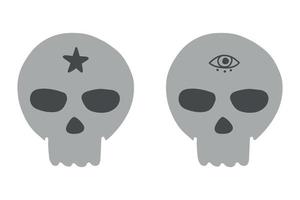 Skulls with magic eye and star in boho style. vector