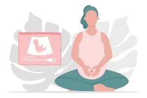 ilustración de concepto de verificación de ultrasonografía de niña embarazada. vector