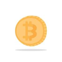 Gold Bitcoin coin. The bitcoin symbol in the cryptocurrency, highlighted on a white background. Cartoon vector illustration.