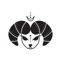 Symbol sign with inscription. Aries. Vector image of zodiac sign for astrology and horoscopes.