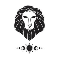 Symbol sign with inscription. Leo. Vector image of zodiac sign for astrology and horoscopes.