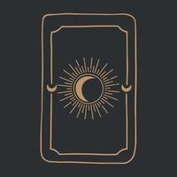 Fondo de vector de cubierta de tarot mágico con sol y luna concepto oculto y adivinación.