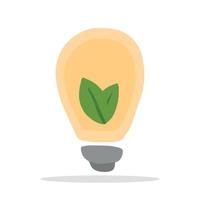 ilustración vectorial de una bombilla de luz amarilla con una planta dentro. el concepto de conservación de la energía y la naturaleza. vector