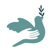 Dove of Peace bird hand cartoon style. International Day of Peace, traditionally celebrated annually. Peace in the world concept, nonviolence vector. vector