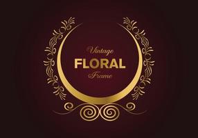 hermoso diseño de marco elegante floral dorado circular. ilustración libre. vector