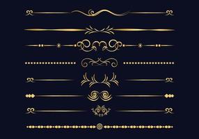 Luxury golden and retro dividers set. Calligraphic design elements vector. vector