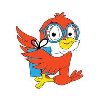 cute red bird animal cartoon graphic vector