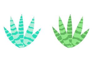 Set of vector illustrations with flat cactus bright colors. Cacti with flowers. Lovely houseplants