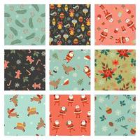 Set of cute seamless Christmas patterns. Vector graphics.