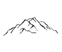 Mountain ranges silhouette sketch. Vector illustration isolated on white background. Doodle drawing landscape