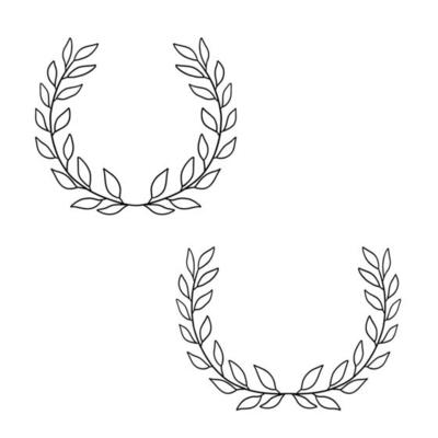 Laurel wreath of the winner. Vector illustration in hand drawn outline simple style is isolated on white