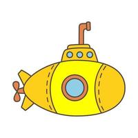 Cute submarine vector illustration isolated on white