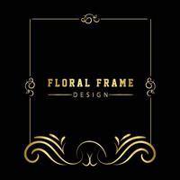 Vintage flourish ornament frame vector gold color for banner, wallpaper, invitation card