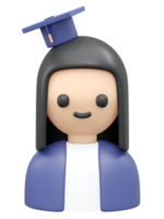 3D rendering graduated hat girl student icon png
