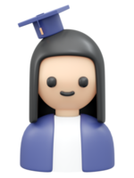 Rendu 3d chapeau gradué icône étudiant fille png