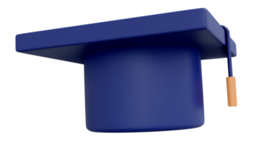 icono de sombrero de graduación de renderizado 3d png