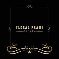 Vintage flourish ornament frame vector gold color for banner, wallpaper, invitation card