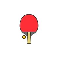 Cartoon bet and ball tennis table vector icon on white background