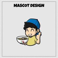 Indonesian Traditional Food Logo Meatball Mascot Illustration Vector Design