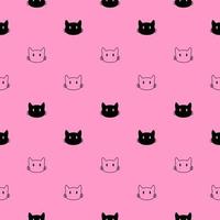 Seamless pattern cat face on pink background vector