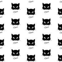 Seamless pattern black cat looking fishbone vector