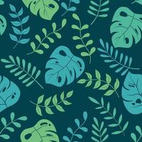 Seamless pattern leaves and plant vector