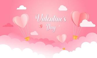 Happy Valentine's day background heart balloon on the sky vector