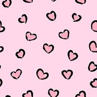 Seamless pink leopard pattern heart shaped vector