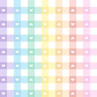Seamless plaid pastel colorful hearts pattern vector