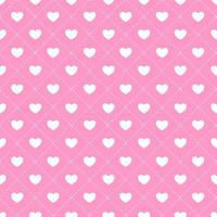 Seamless geometric diamond pattern with hearts on pink background vector