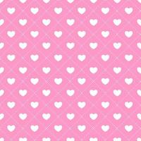 Seamless geometric diamond pattern with hearts on pink background vector