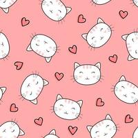Seamless pattern with cute cats and hearts vector