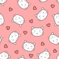 Seamless pattern with cute cats and hearts vector