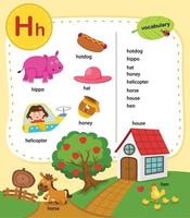 alfabeto letra h educación vocabulario ilustración, vector