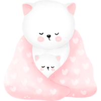 Watercolor mom and kid cats png