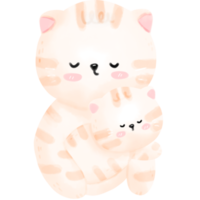 Watercolor mom and kid cats png