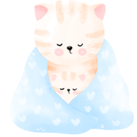 Aquarell Mutter und Kind Katzen png