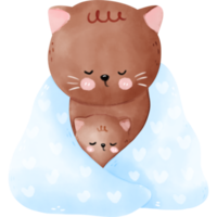 aquarela mãe e filho gatos png