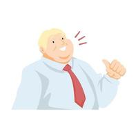 Facial expressions happy fat business man holding a thumb up vector