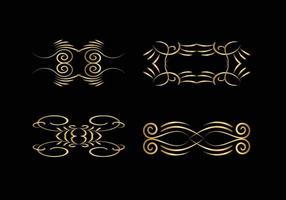 golden Decoration and ornaments elements set on black background. Floral ornament. vector