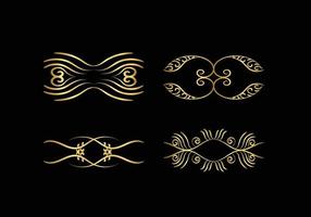 golden Decoration and ornaments elements set on black background. Floral ornament. vector