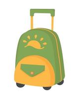 Travel-friendly suitcase with wheels. Doodle flat clipart. All objects are repainted. vector