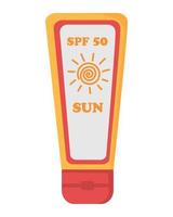 Sunscreen for relaxing on the beach. Doodle flat clipart. All objects are repainted. vector