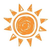 Sun simple icon. Doodle flat clipart. All objects are repainted. vector