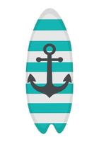 Surfboard with a stylish pattern. Flat doodle clipart. All objects are repainted. vector