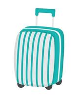 Travel-friendly suitcase with wheels. Doodle flat clipart. All objects are repainted. vector