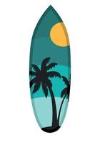 Surfboard with a stylish pattern. Flat doodle clipart. All objects are repainted. vector