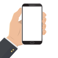 Hand Holding Phone with white screen. Blank screen. Businessman's hand. png