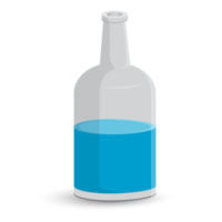 botella de vidrio con agua sobre un fondo blanco. png